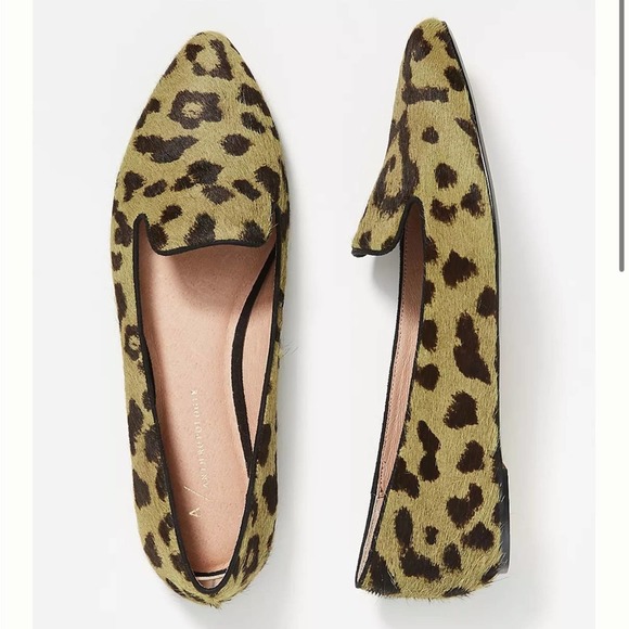 Anthropologie Shoes - Anthropologie Maxine Green Spotted Calf Hair Loafers Flats Size 7.5
